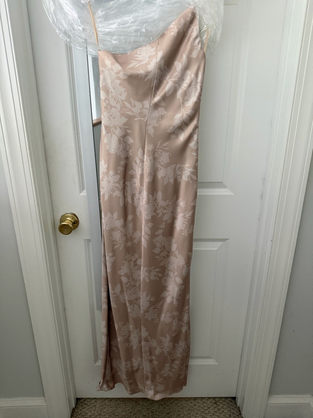 Revelry Champagne Floral Satin Slip Dress